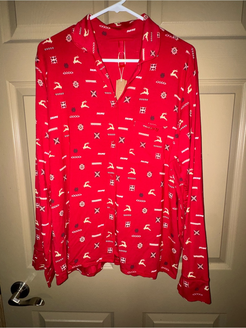 NWT - SKIMS Holiday Sleep Lounge Set Cranberry Vintage Deer (Mixed Size Set)